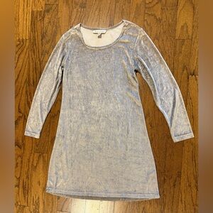 Kar-A-Van Gray Velvet Long Sleeve Dress Medium
